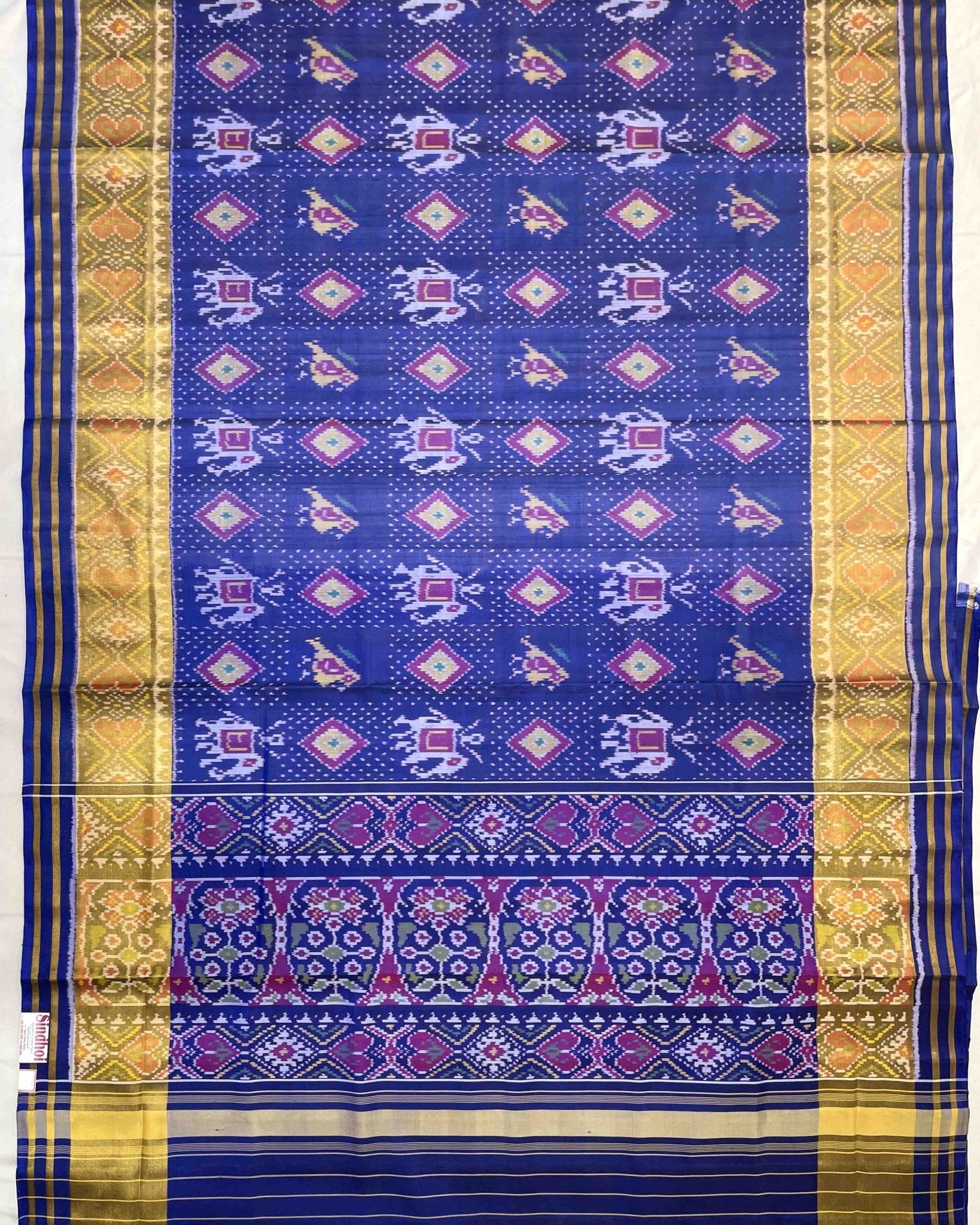 Blue Narikunj Designer Patola Saree - SindhoiPatolaArt