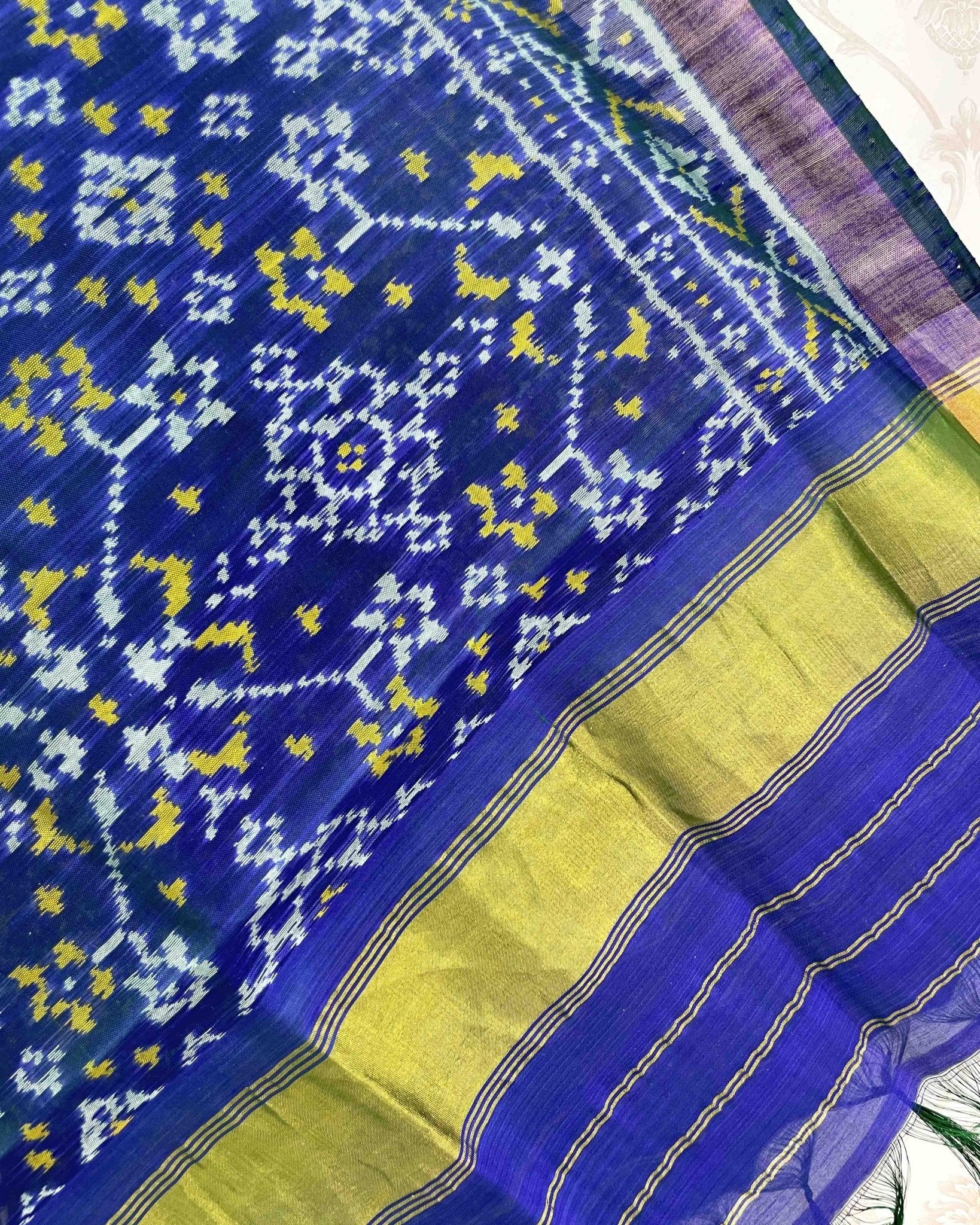 Blue Navratan Designer Patola Dupatta - SindhoiPatolaArt