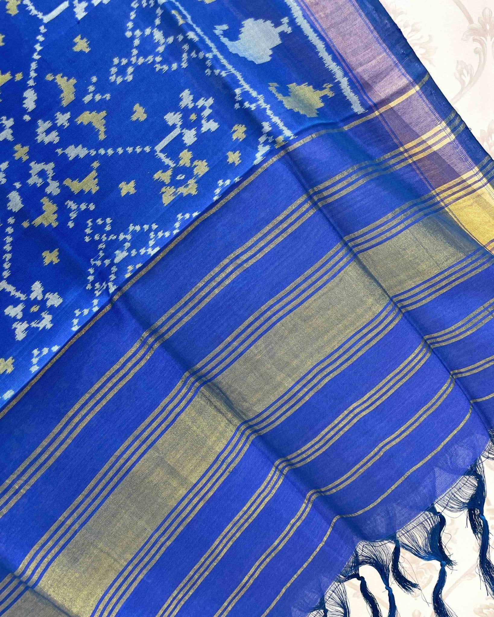 Blue Navratan Designer Patola Dupatta - SindhoiPatolaArt