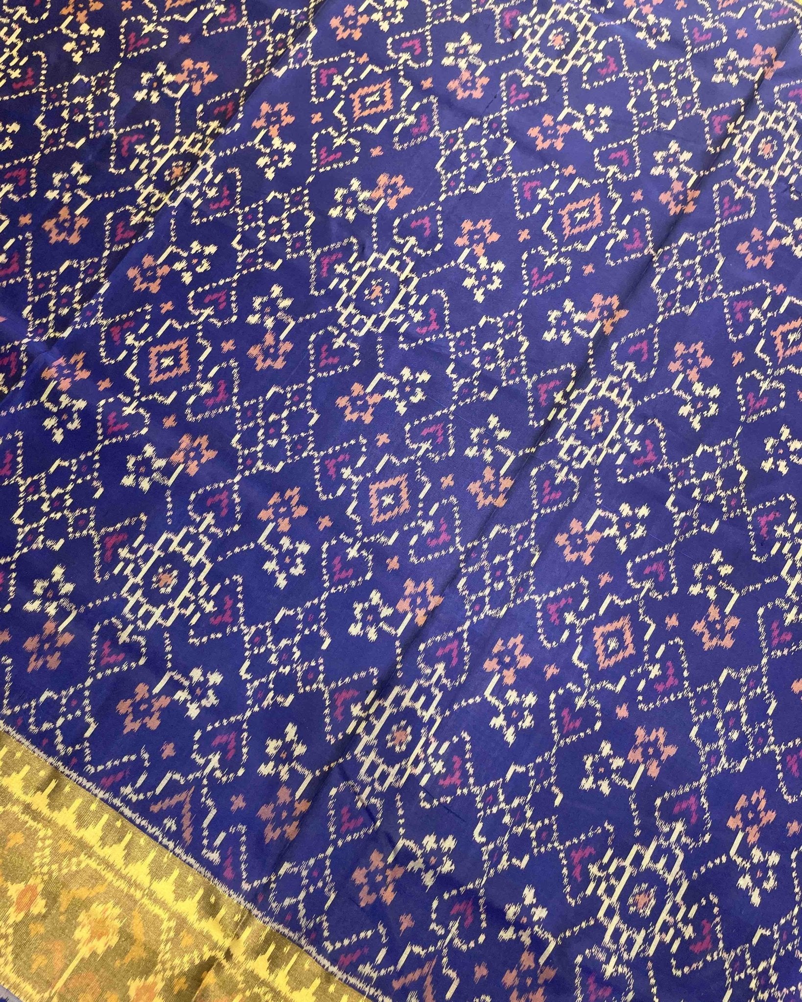 Blue Navratan Designer Patola Saree - SindhoiPatolaArt