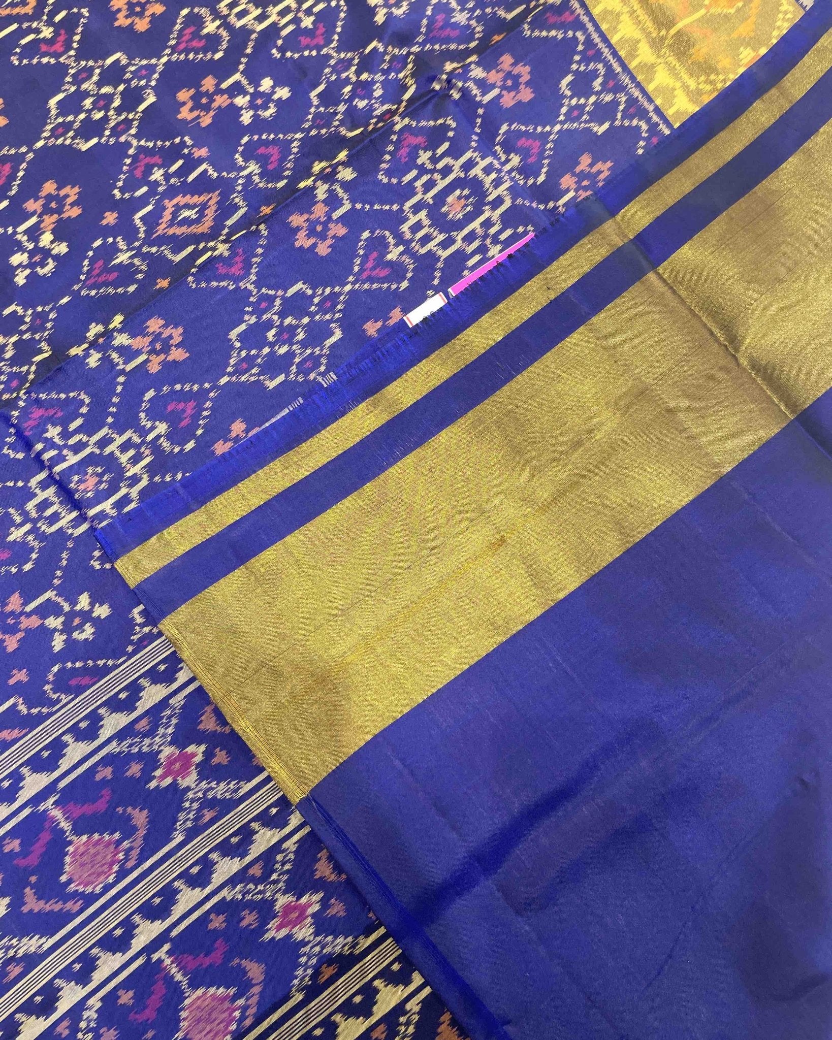 Blue Navratan Designer Patola Saree - SindhoiPatolaArt
