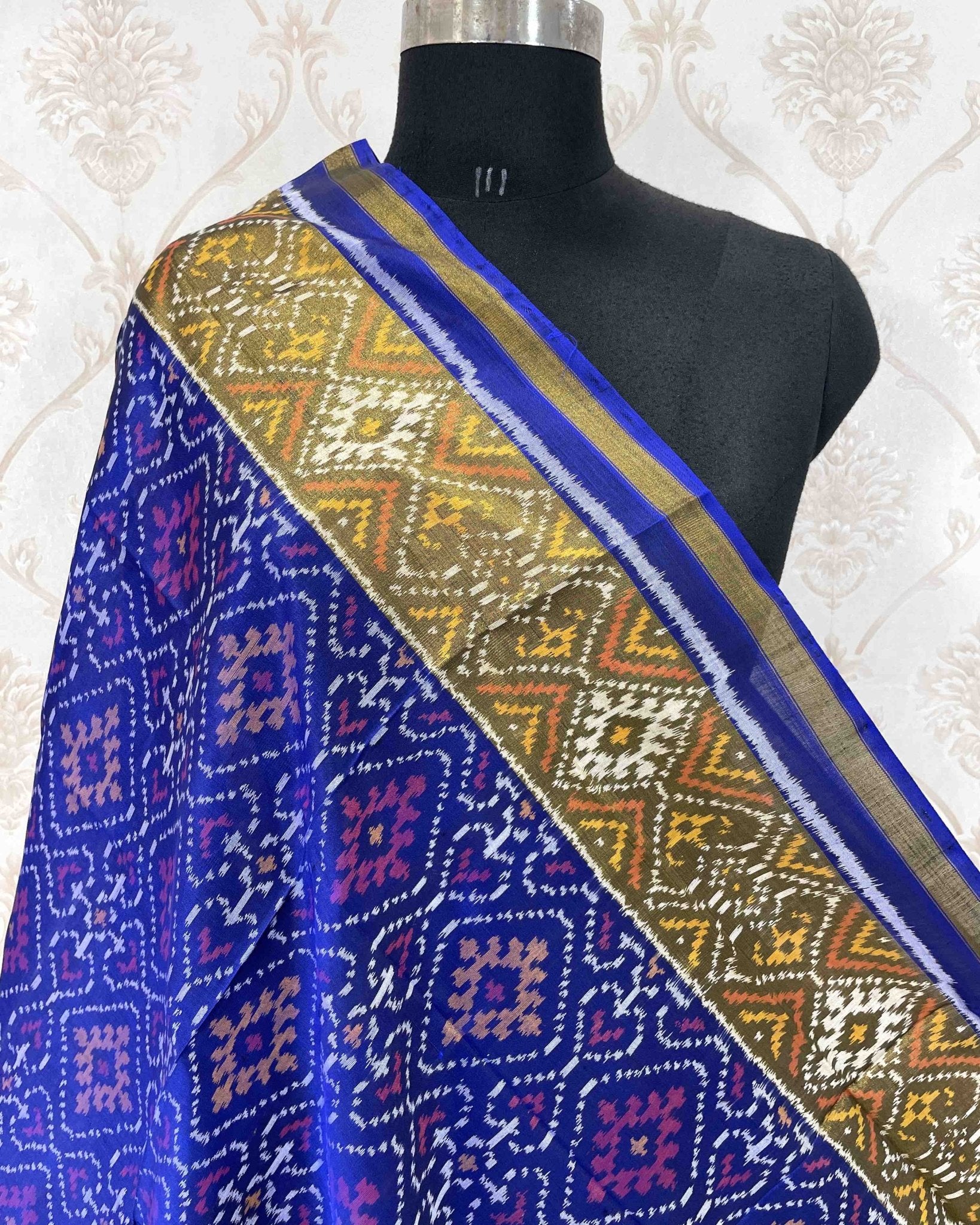 Blue Panchanda Designer Patola Dupatta - SindhoiPatolaArt