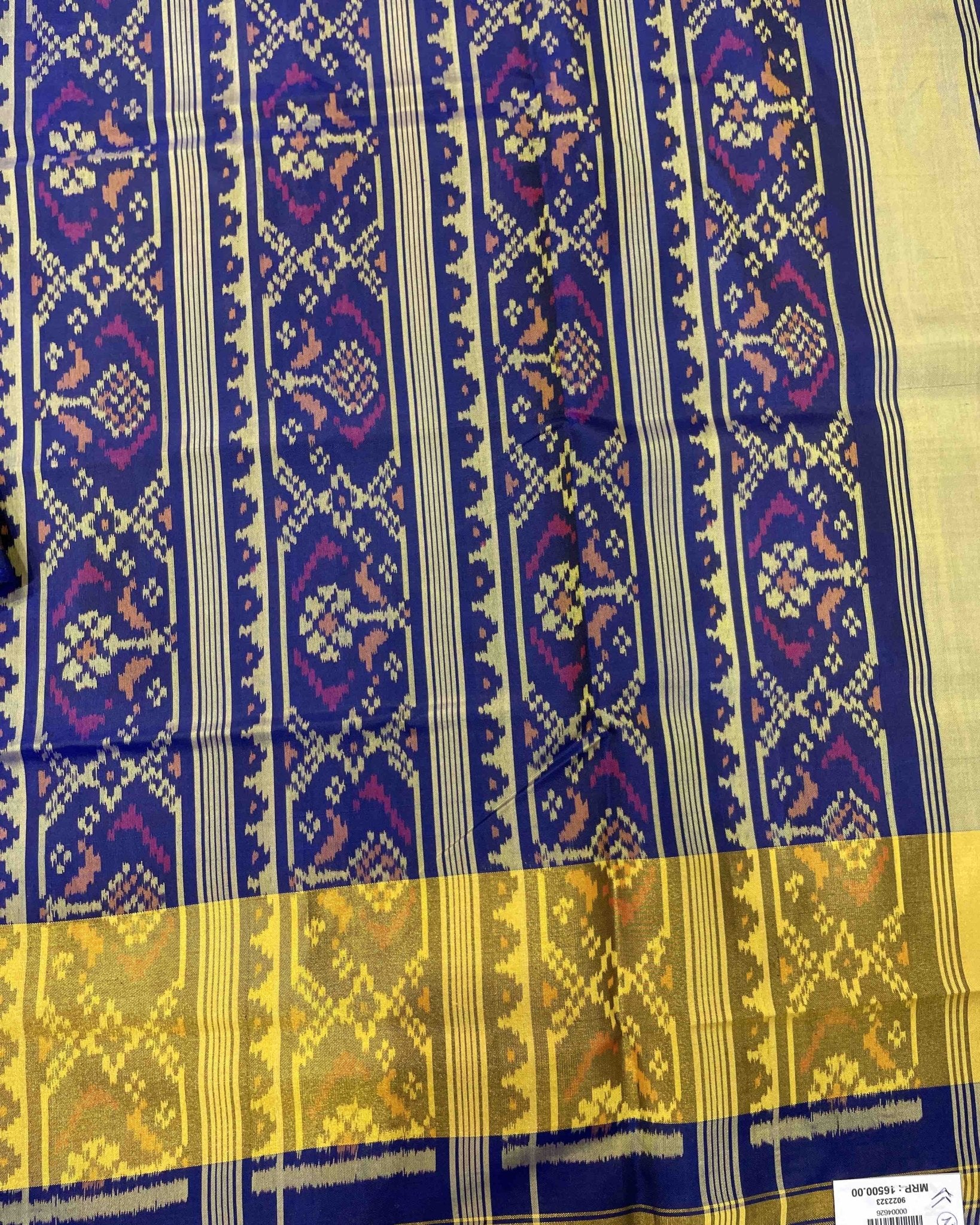 Blue Small Stars Narikunj Scut Border Designer Patola Saree - SindhoiPatolaArt