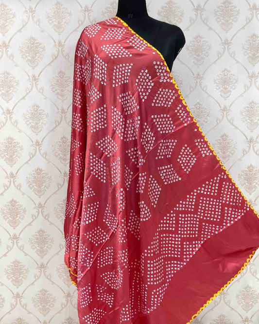 Carat Pink Bandhani Dupatta - SindhoiPatolaArt
