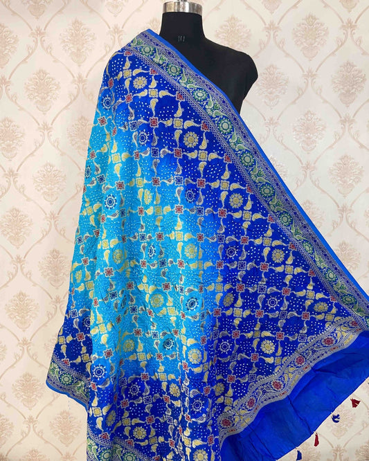 Dupion Bandhani Minakari Dupatta - SindhoiPatolaArt