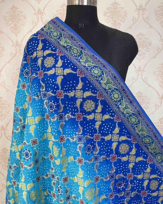 Dupion Bandhani Minakari Dupatta - SindhoiPatolaArt