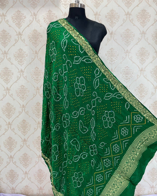 Gaji silk Bandhani Dupatta - SindhoiPatolaArt