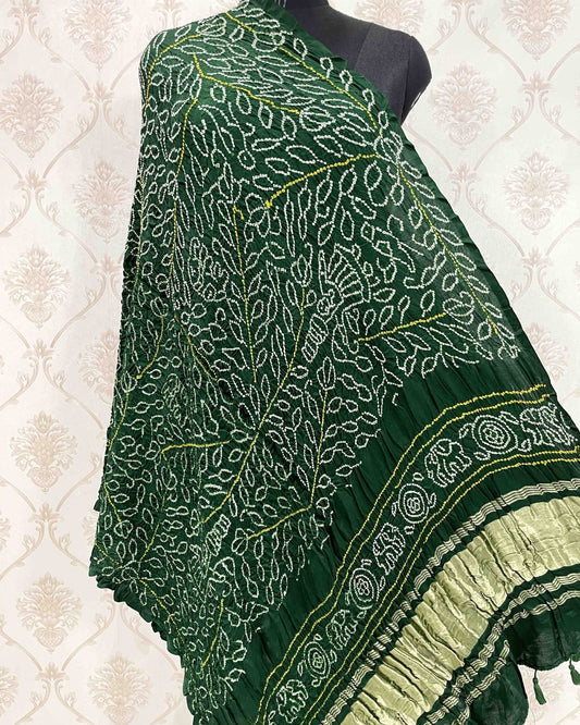 Green Bandhani Dupatta - SindhoiPatolaArt