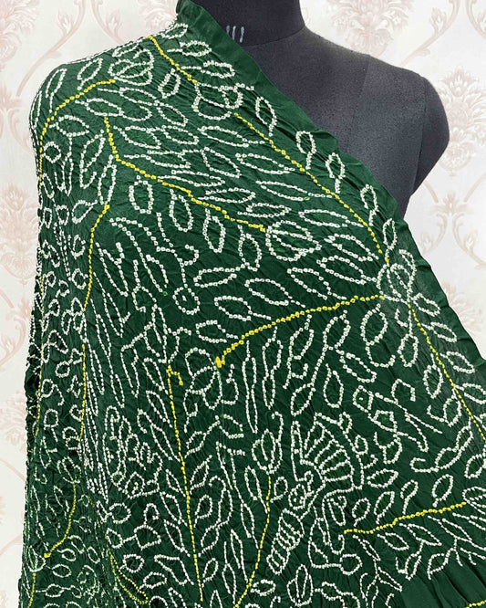 Green Bandhani Dupatta - SindhoiPatolaArt