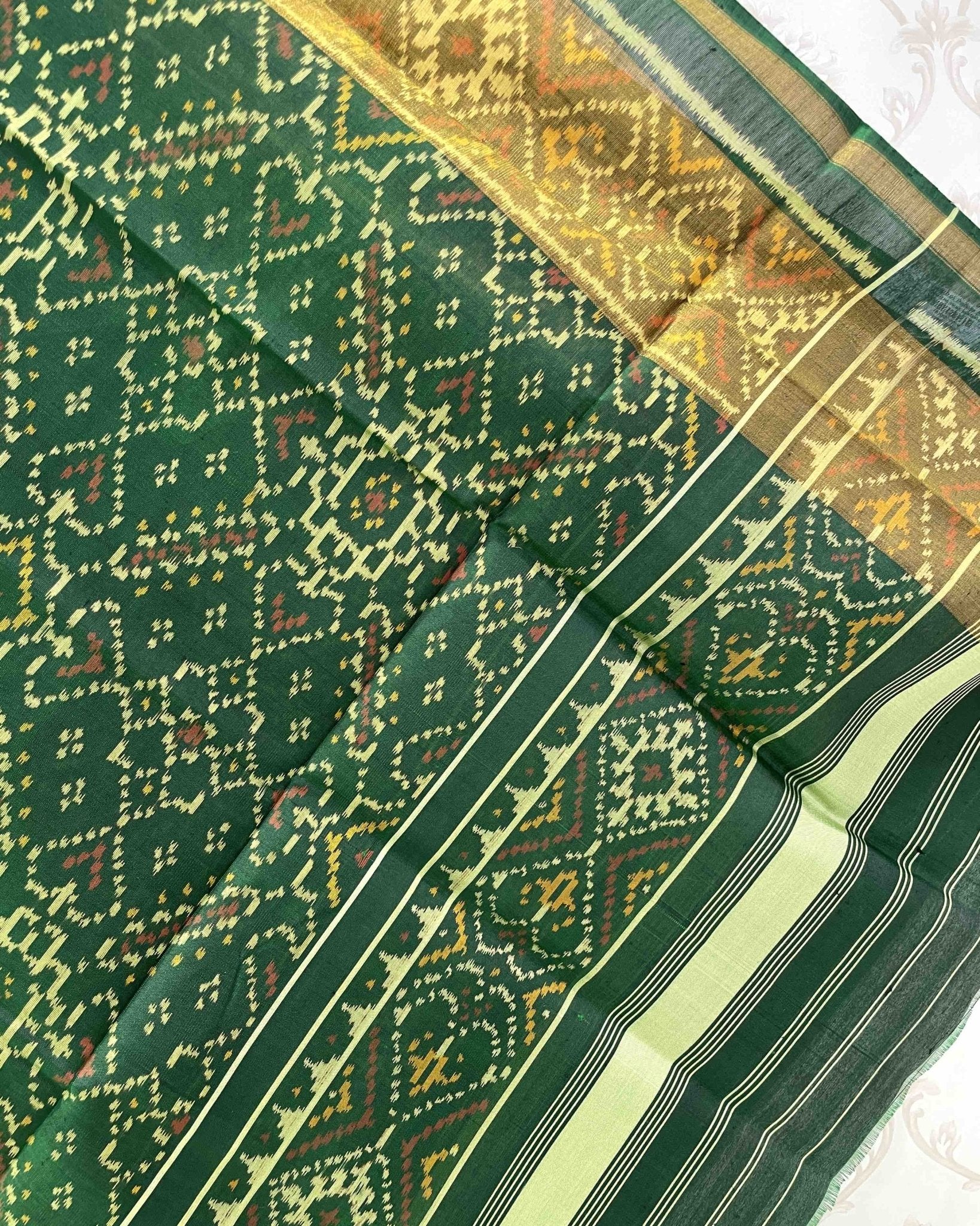 Green Manekchowk Designer Patola Dupatta - SindhoiPatolaArt