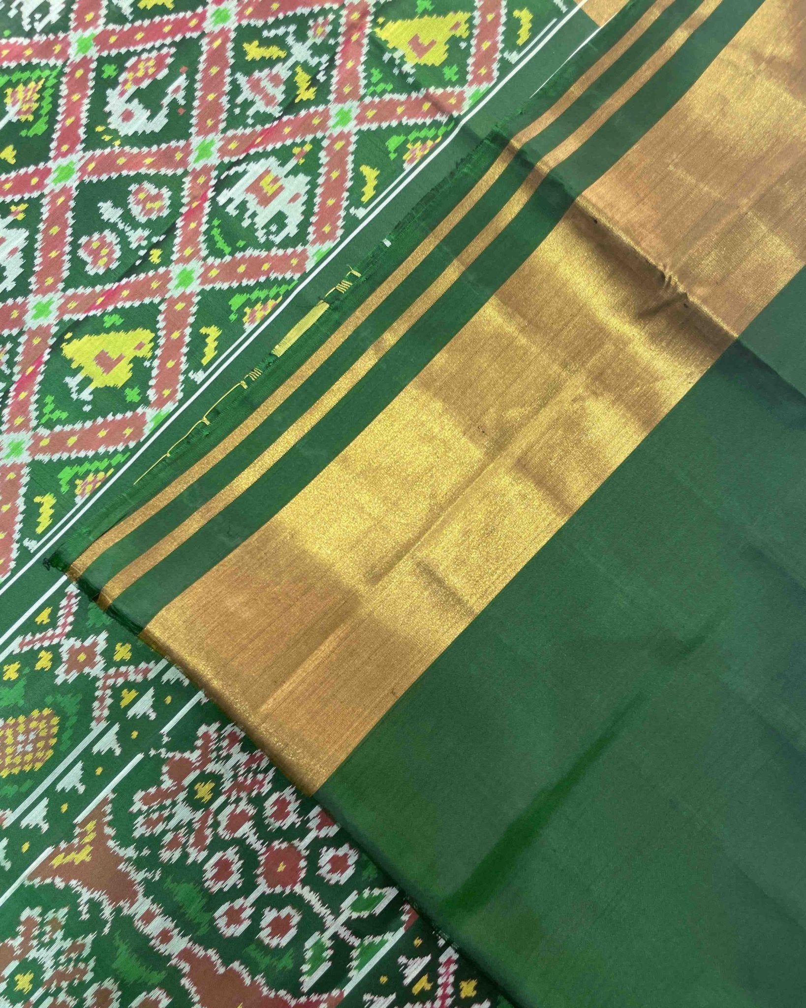 Green Narikunj Designer Patola Saree - SindhoiPatolaArt
