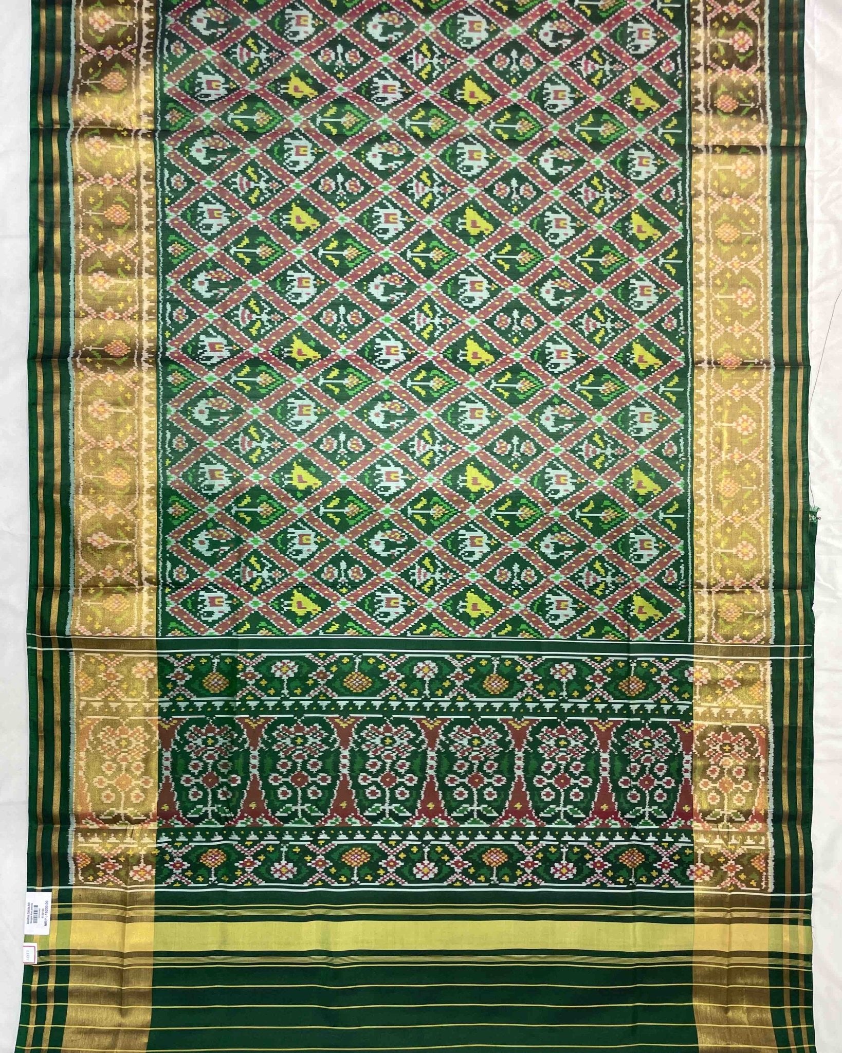 Green Narikunj Designer Patola Saree - SindhoiPatolaArt