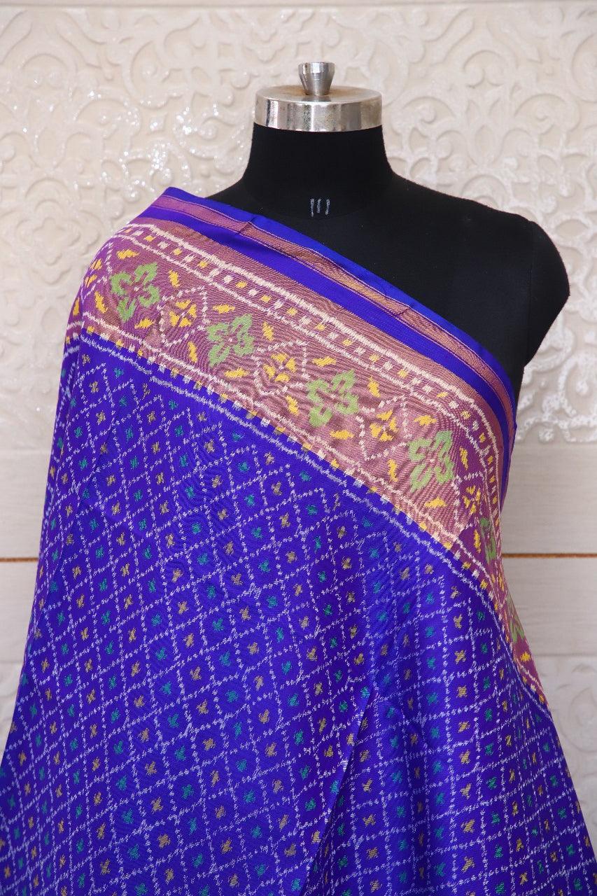 Patola Dupatta in blue colour - SindhoiPatolaArt