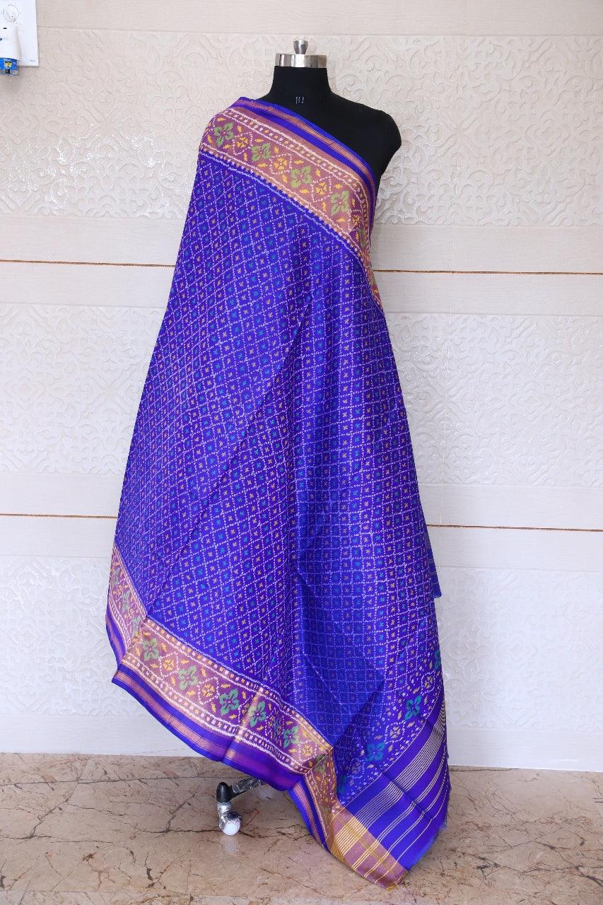 Patola Dupatta in blue colour - SindhoiPatolaArt