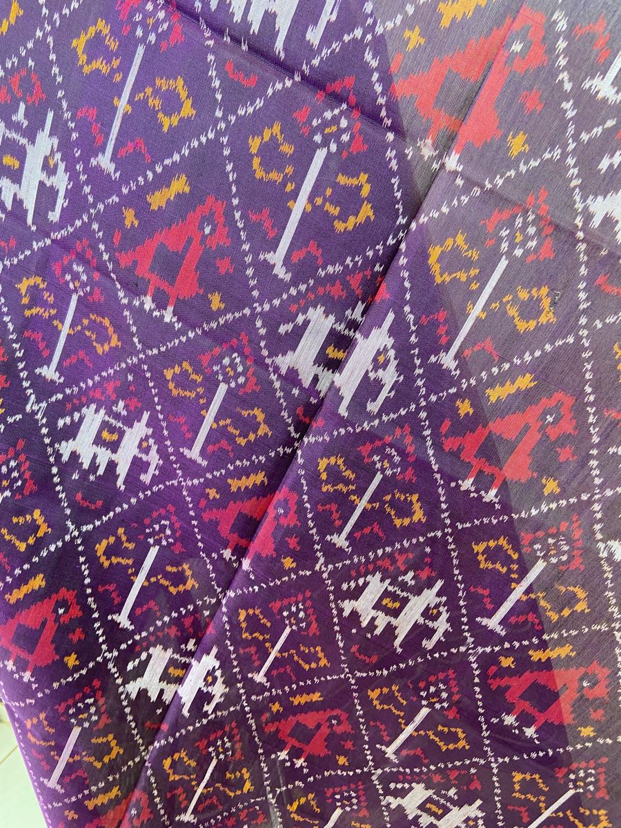 Purple narikunj design patola dupatta - SindhoiPatolaArt