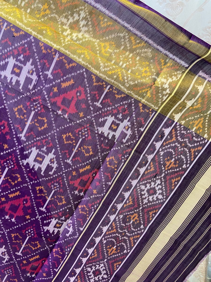 Purple narikunj design patola dupatta - SindhoiPatolaArt