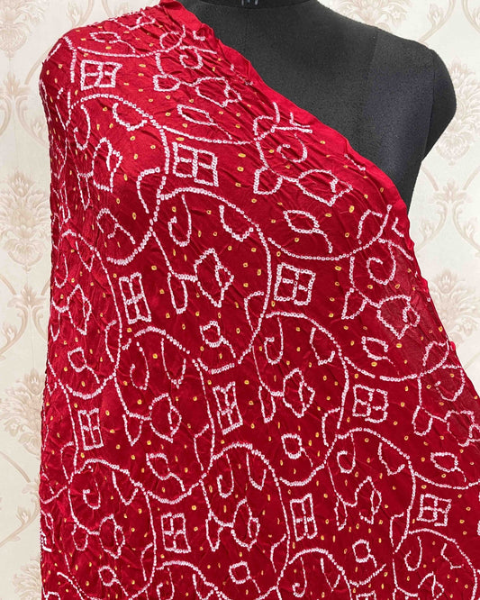 Red Bandhani Dupatta - SindhoiPatolaArt