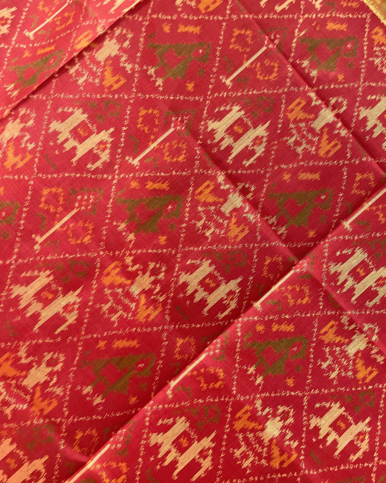 Red Narikunj Designer Patola Dupatta - SindhoiPatolaArt