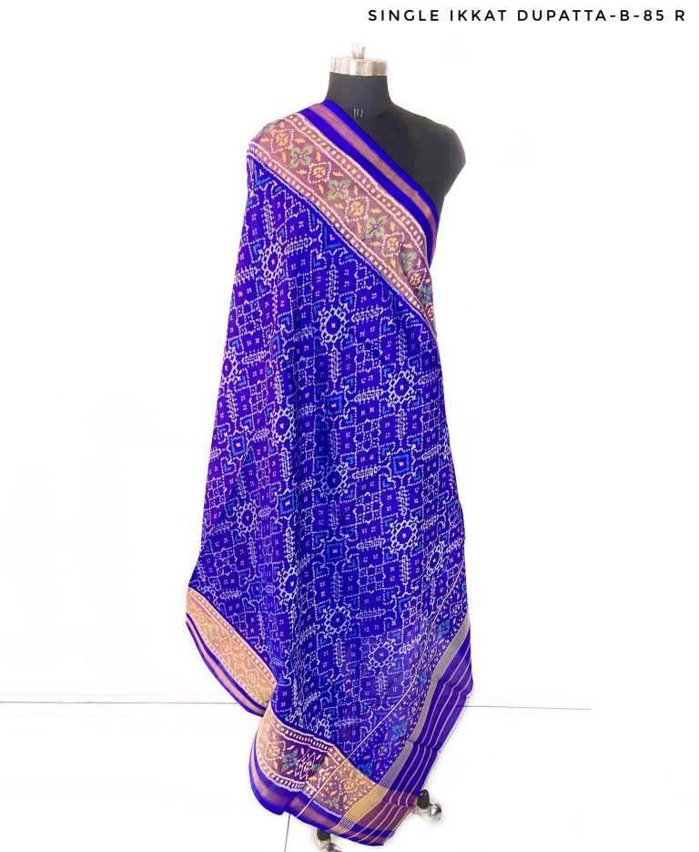 Traditional Manekchowk design in Blue colour - SindhoiPatolaArt