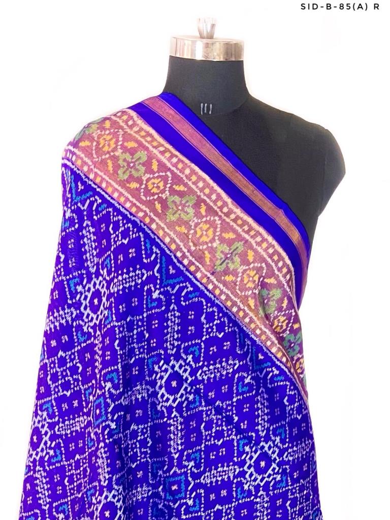 Traditional Manekchowk design in Blue colour - SindhoiPatolaArt