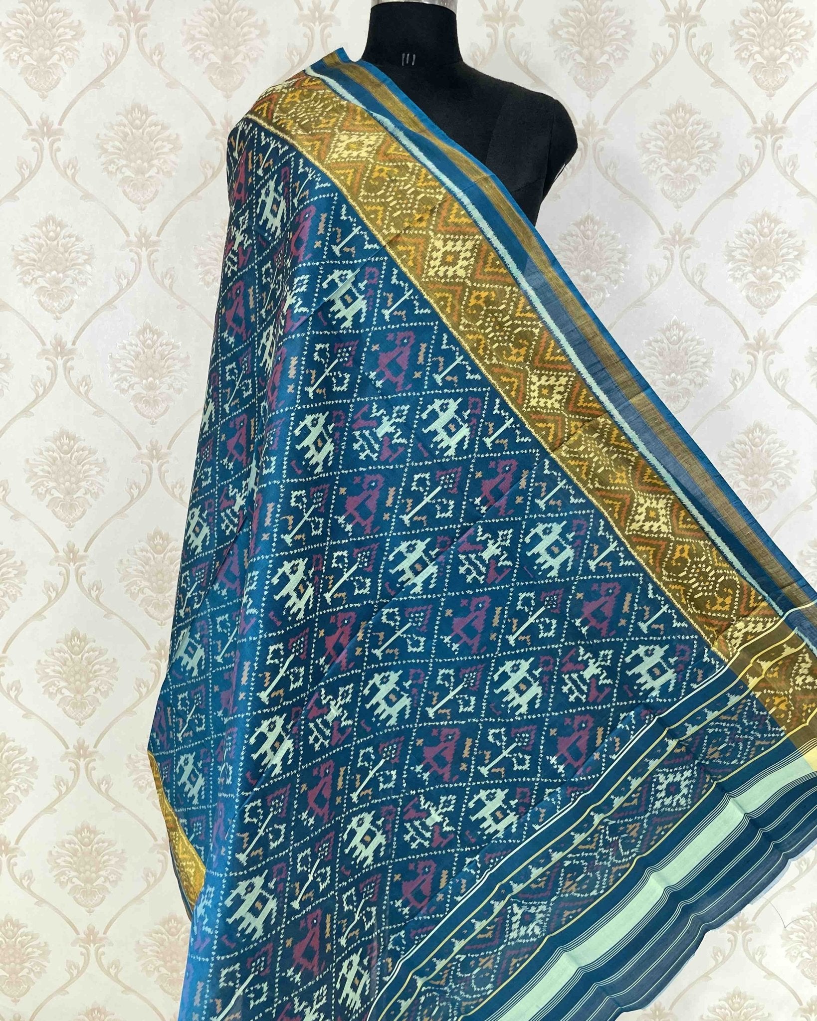 Turquoise Narikunj Designer Patola Dupatta - SindhoiPatolaArt