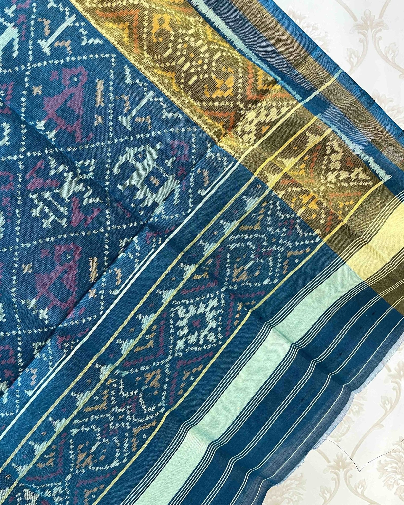 Turquoise Narikunj Designer Patola Dupatta - SindhoiPatolaArt