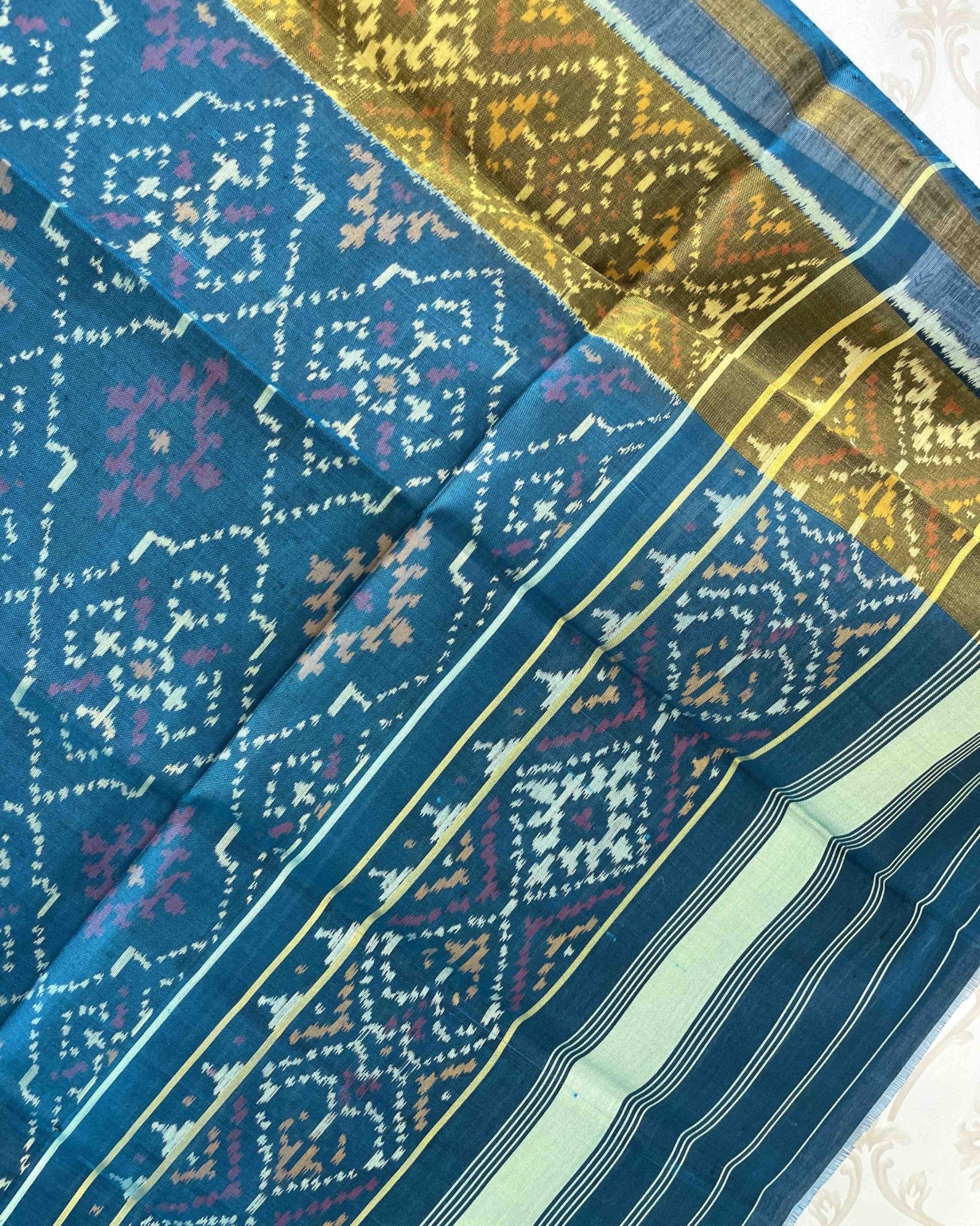 Turquoise Panchanda Designer Patola Dupatta - SindhoiPatolaArt