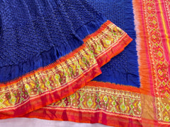 Red and blue patola with bandhej