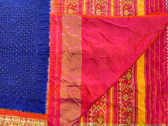 Red and blue patola with bandhej