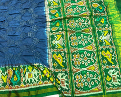 Green & Navy Blue Patola Bandhani