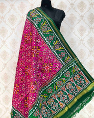 Green & Pink Navratan Designer Patola Dupatta