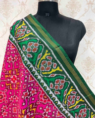 Green & Pink Navratan Designer Patola Dupatta