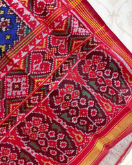 Red & Blue Navratan Designer Patola Dupatta