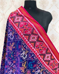 Pink & Blue Narikunj Designer Patola Dupatta