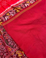 Red & Maroon Flower Design Pallu Patola Bandhej
