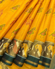 Green & Yellow Doted Narikunj Designer Patola Saree