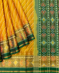 Green & Yellow Lining Patola Saree
