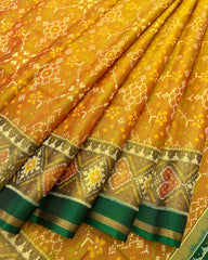 Green & Yellow Navratan Designer Patola Saree