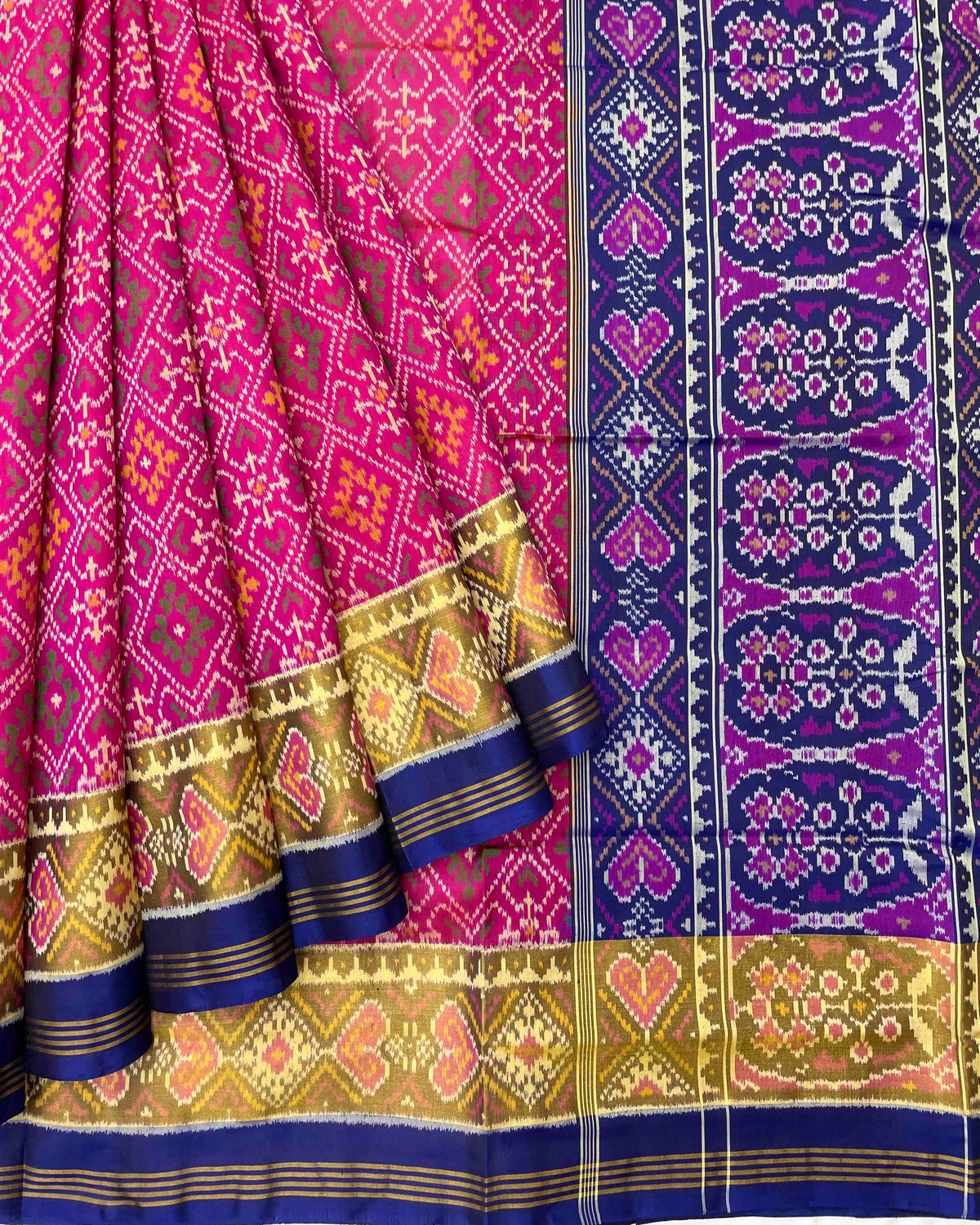 Blue & Pink Chandabhat Designer Patola Saree