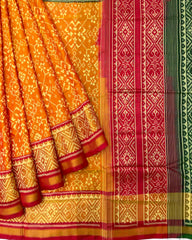 Yellow Ganga Jamuna Navratan Designer Patola Saree