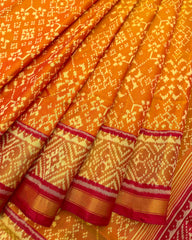 Yellow Ganga Jamuna Navratan Designer Patola Saree