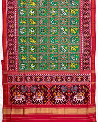 Red & Green Narikunj Designer Patola Saree