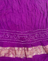 Purple Mugal Figure Georgette Bandhani Saree