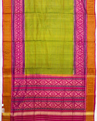 Doriya Weave Pink & Parrot Patola Saree