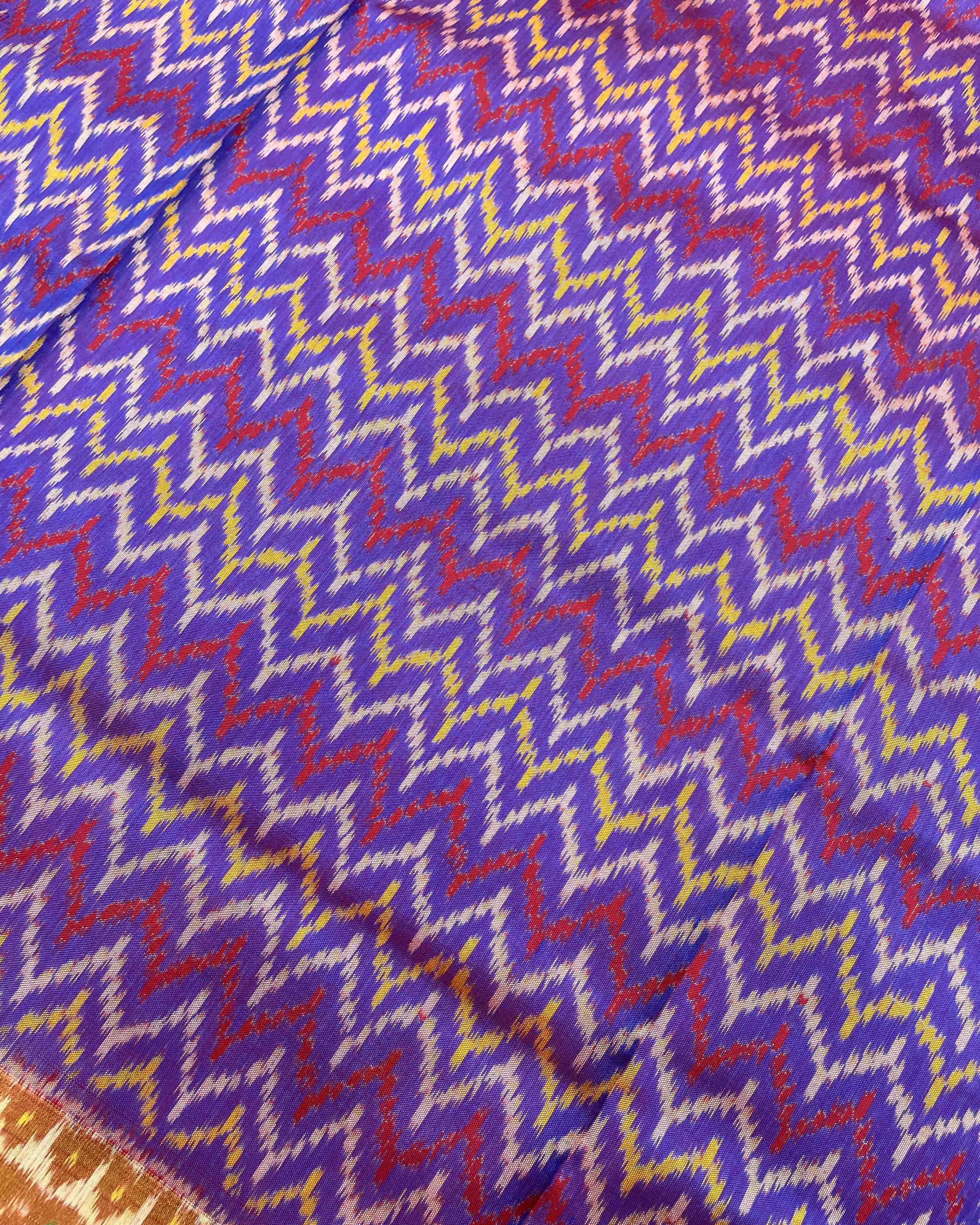 Red & Purple Zigzag Patola Saree