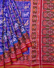 Red & Blue Narikunj Designer Patola Saree