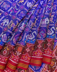 Red & Blue Narikunj Designer Patola Saree