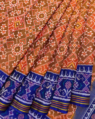 Blue & Rust Navratan Designer Patola Saree