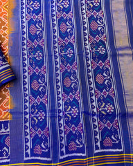 Blue & Rust Navratan Designer Patola Saree