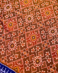 Blue & Rust Navratan Designer Patola Saree